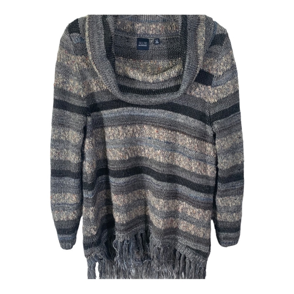Blue Saks Fifth Avenue Womens Cowl Neck Long Sleeve Stripped Sweater Size XL